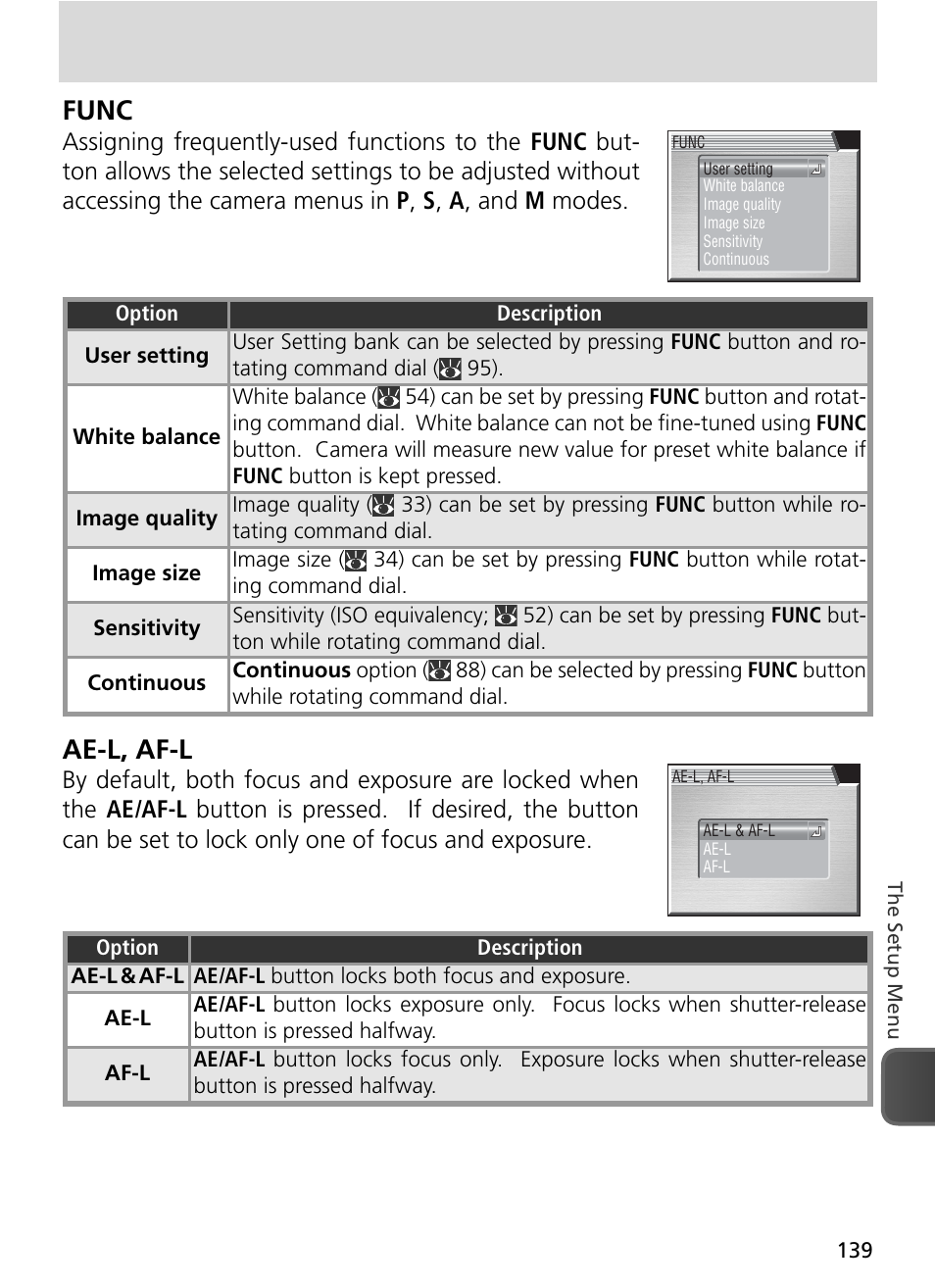 Func, Ae-l, af-l | Nikon 8800 User Manual | Page 149 / 170