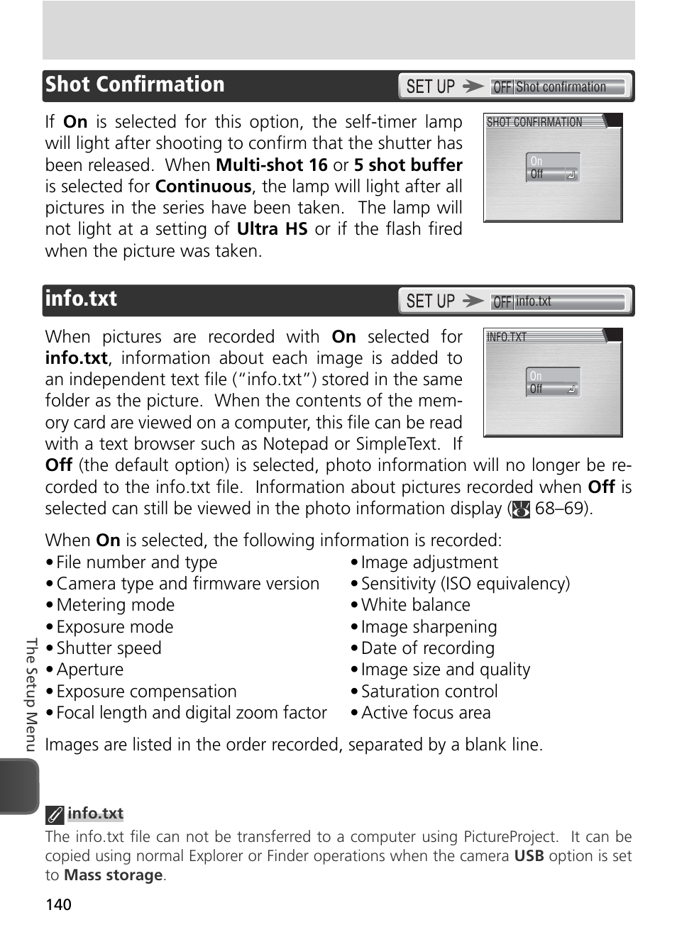 Shot confi rmation, Info.txt, Shot confi rmation info.txt | Nikon 8800 User Manual | Page 150 / 170