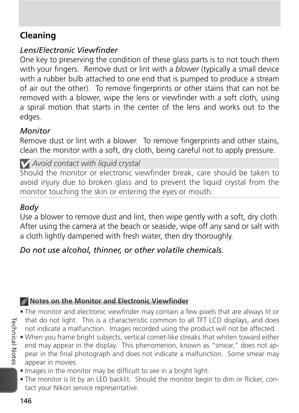 Cleaning | Nikon 8800 User Manual | Page 156 / 170