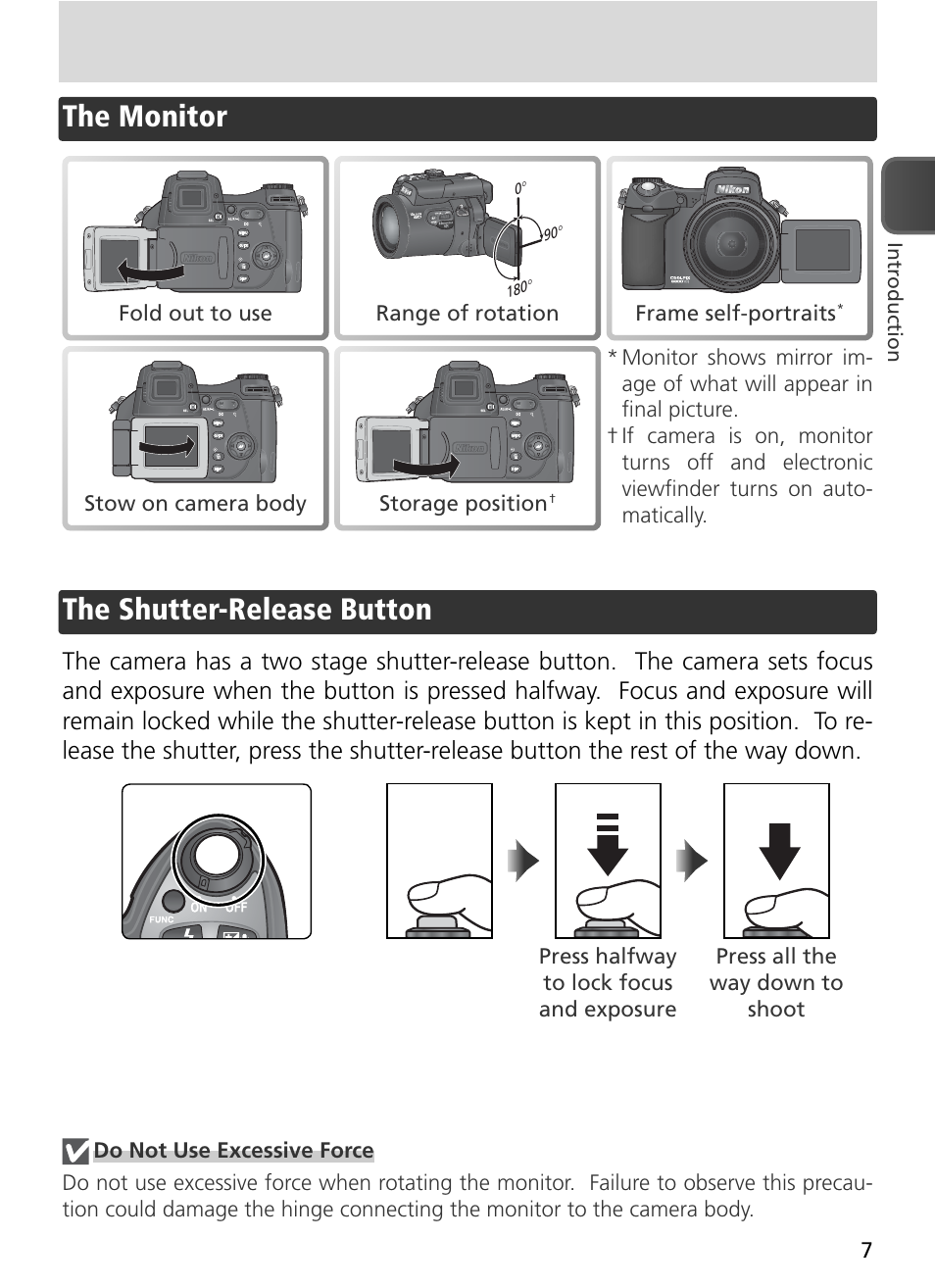 The monitor, The shutter-release button, The monitor the shutter-release button | Nikon 8800 User Manual | Page 17 / 170