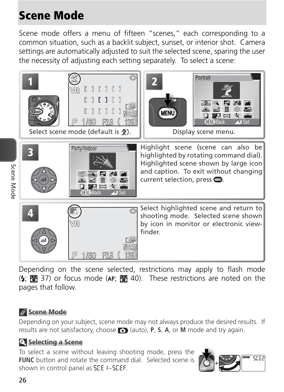 Scene mode, F2.8 | Nikon 8800 User Manual | Page 36 / 170