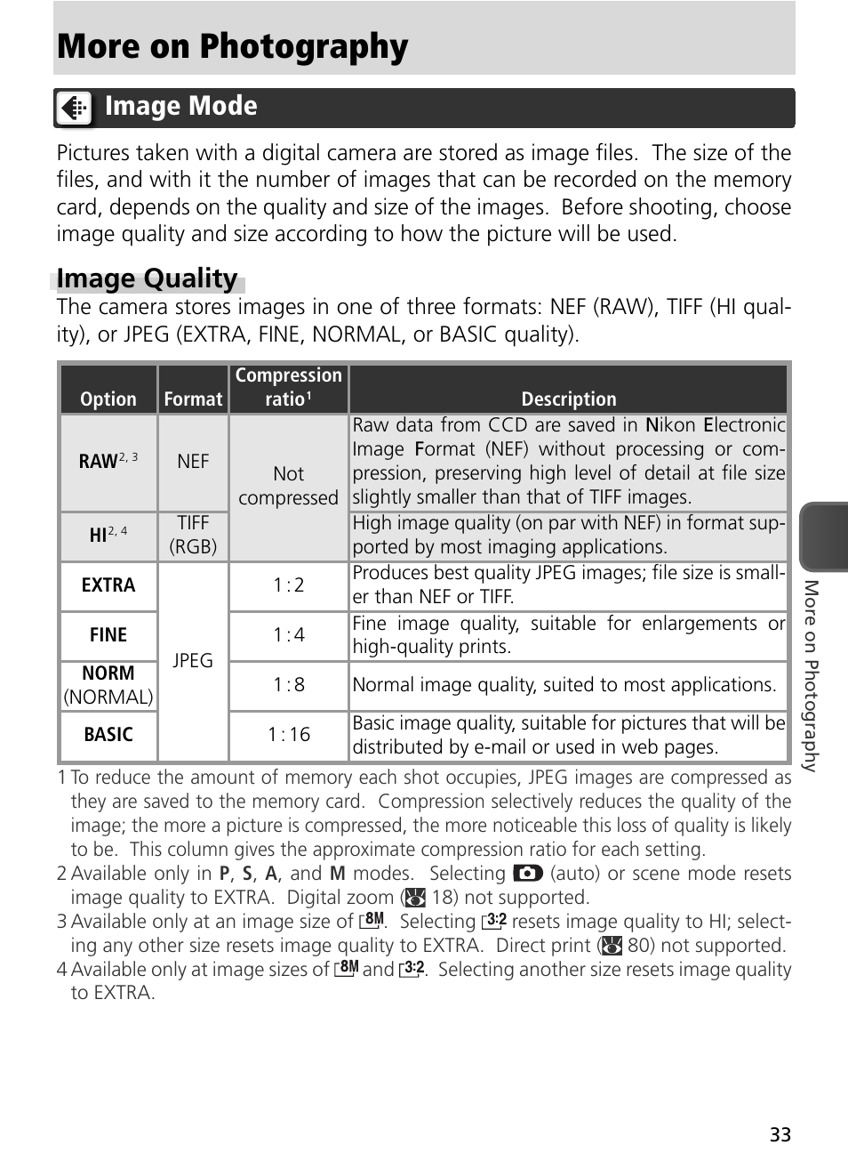 More on photography, Image mode, Image quality | Nikon 8800 User Manual | Page 43 / 170