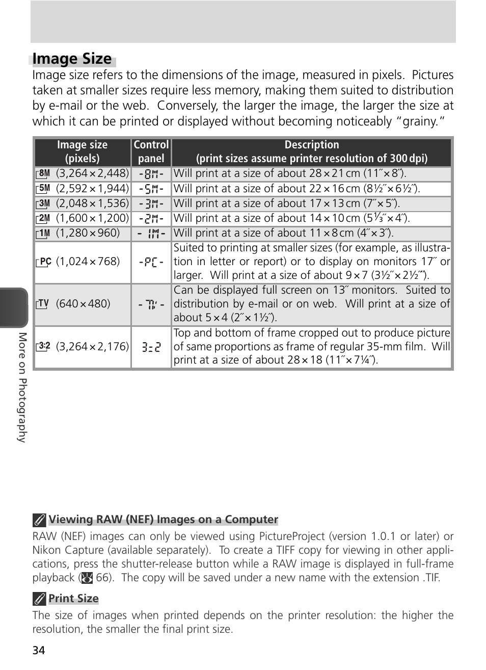 Image size | Nikon 8800 User Manual | Page 44 / 170