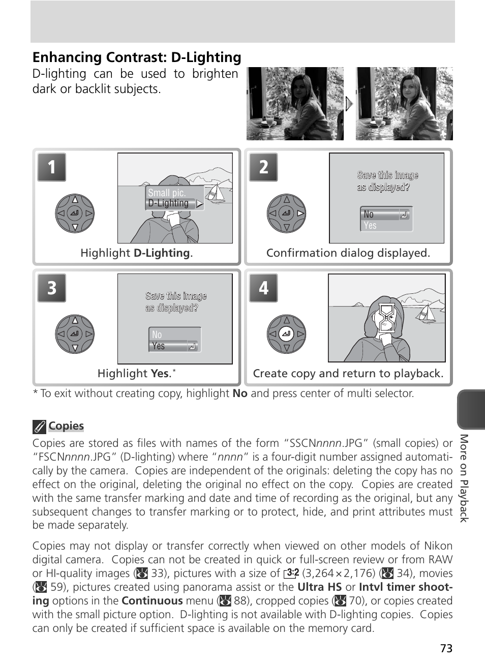 Enhancing contrast: d-lighting | Nikon 8800 User Manual | Page 83 / 170