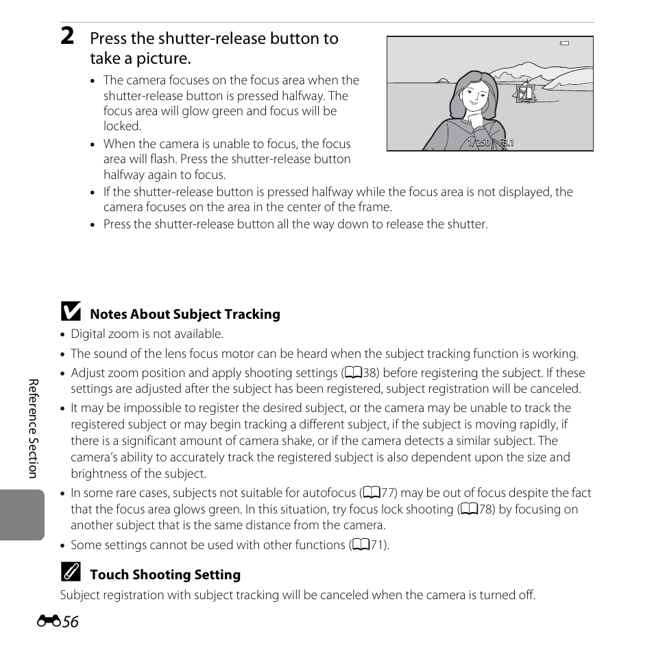 Press the shutter-release button to take a picture | Nikon S6400 User Manual | Page 180 / 280