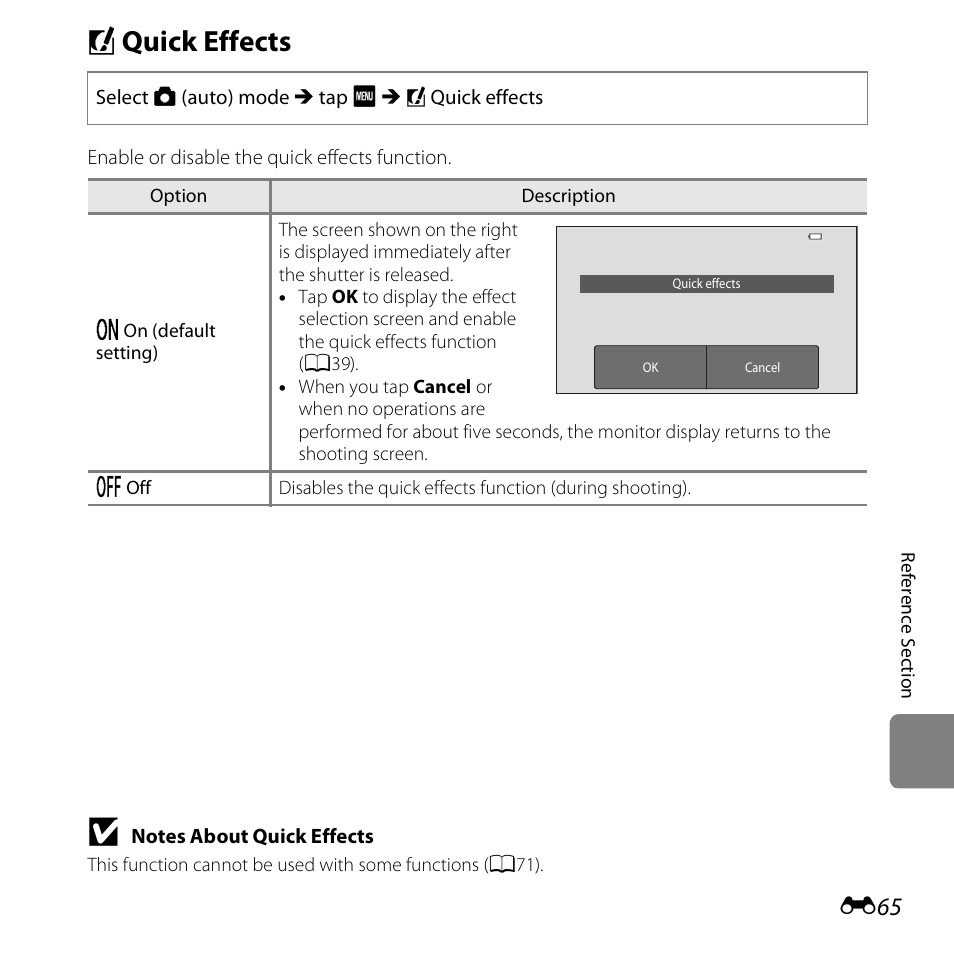 Quick effects, P quick effects | Nikon S6400 User Manual | Page 189 / 280