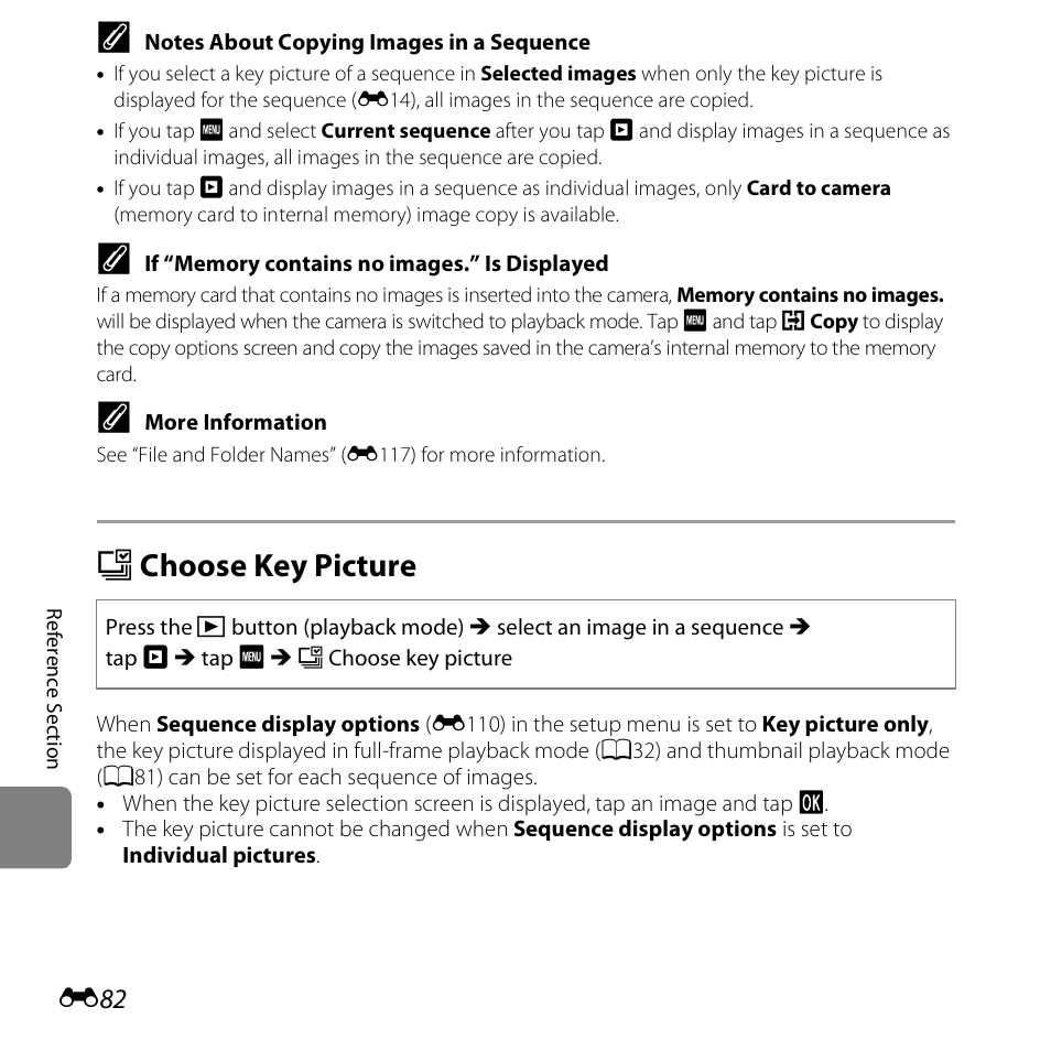 Choose key picture, N choose key picture, E82) in | E82) | Nikon S6400 User Manual | Page 206 / 280