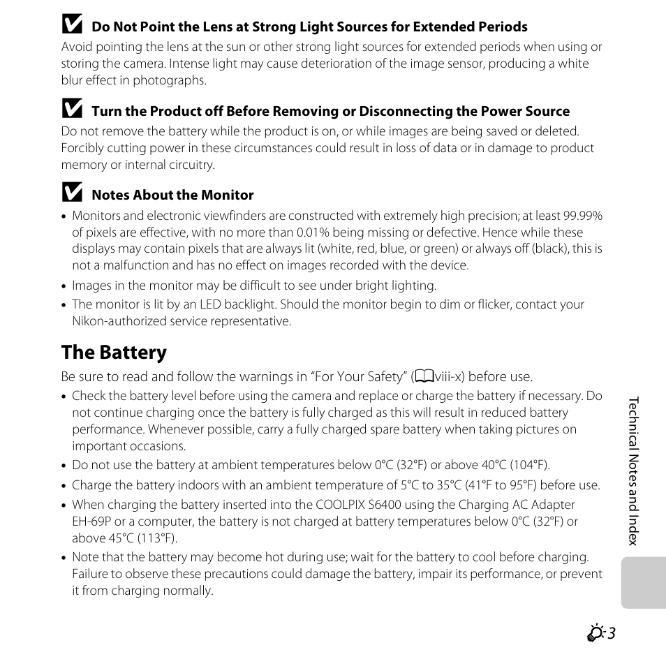 The battery | Nikon S6400 User Manual | Page 251 / 280
