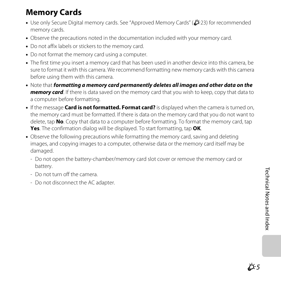 Memory cards, See “memory cards | Nikon S6400 User Manual | Page 253 / 280