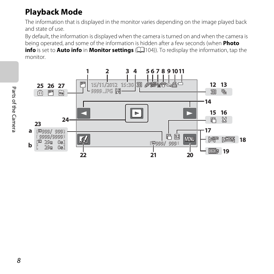 Playback mode | Nikon S6400 User Manual | Page 26 / 280
