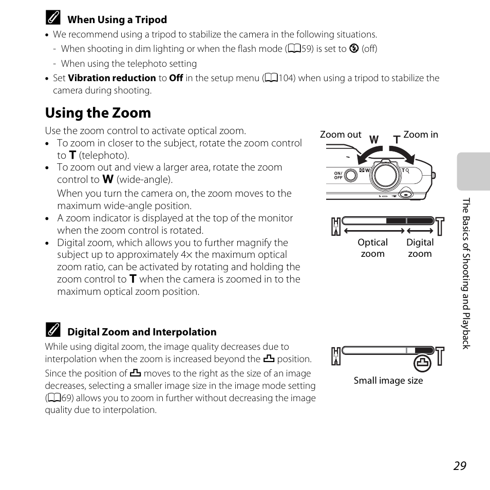 Using the zoom | Nikon S6400 User Manual | Page 47 / 280