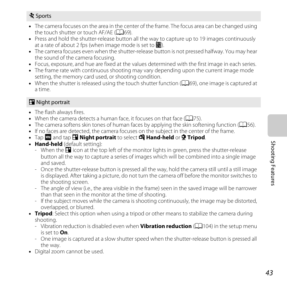 A43) | Nikon S6400 User Manual | Page 61 / 280