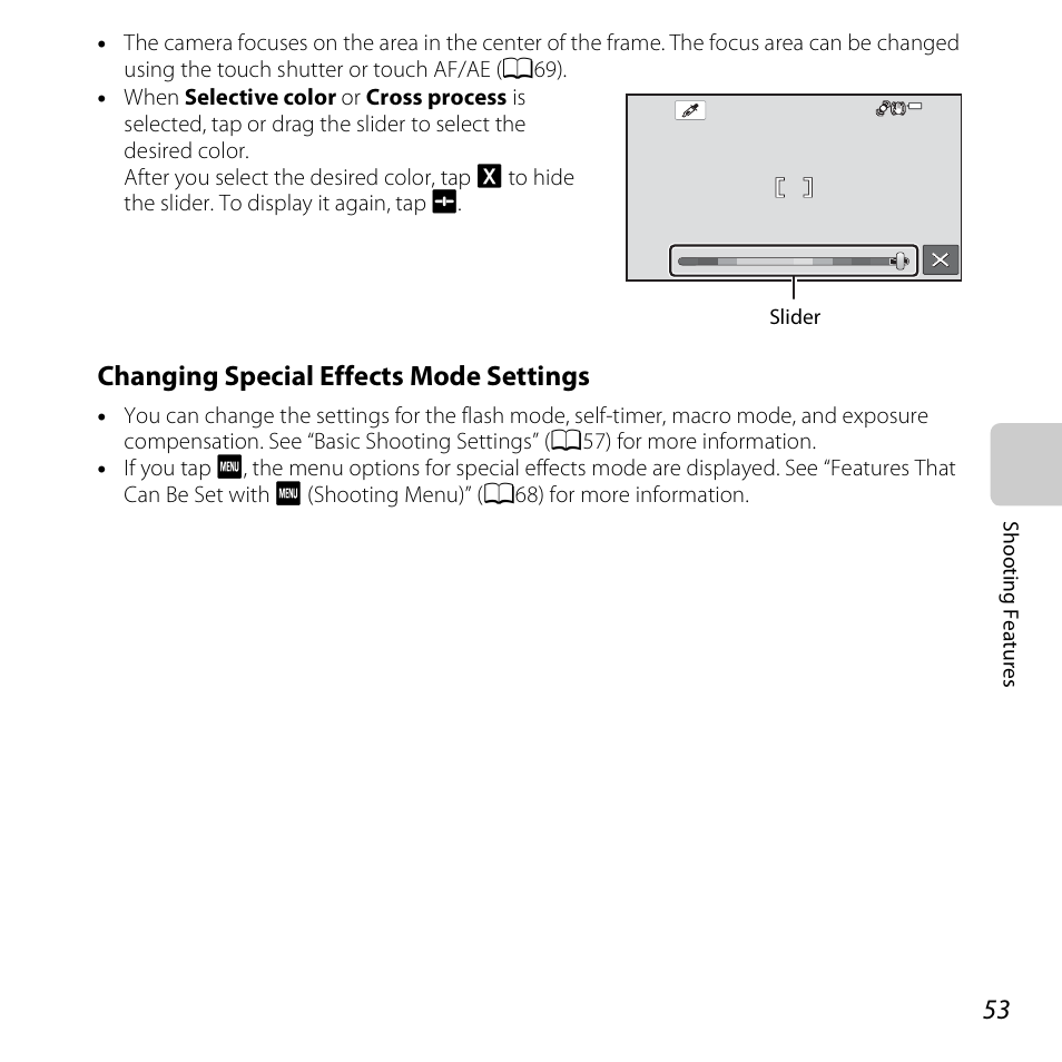 Changing special effects mode settings | Nikon S6400 User Manual | Page 71 / 280