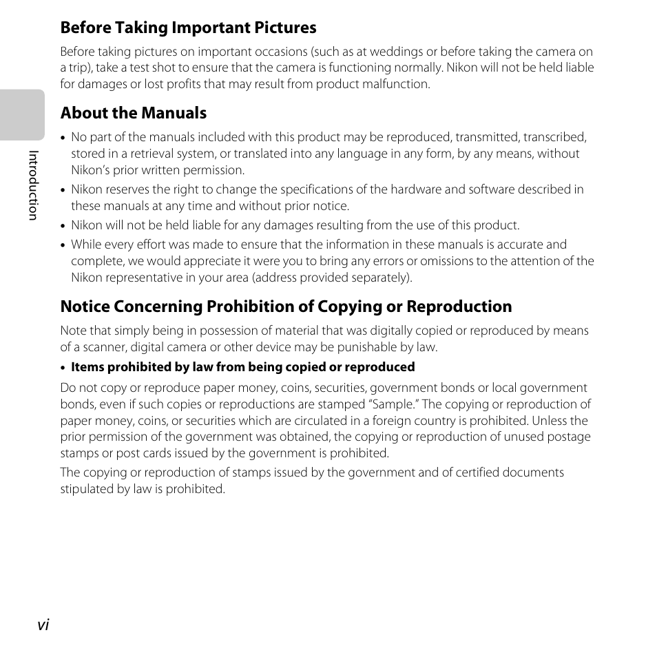 Before taking important pictures, About the manuals | Nikon S6400 User Manual | Page 8 / 280