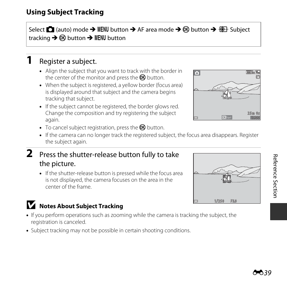 Using subject tracking, Register a subject | Nikon L830 User Manual | Page 139 / 204