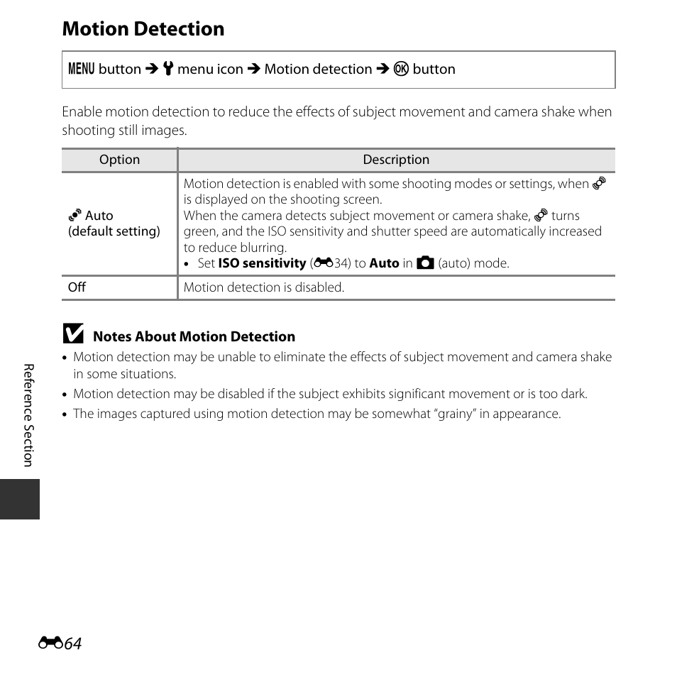 Motion detection | Nikon L830 User Manual | Page 164 / 204