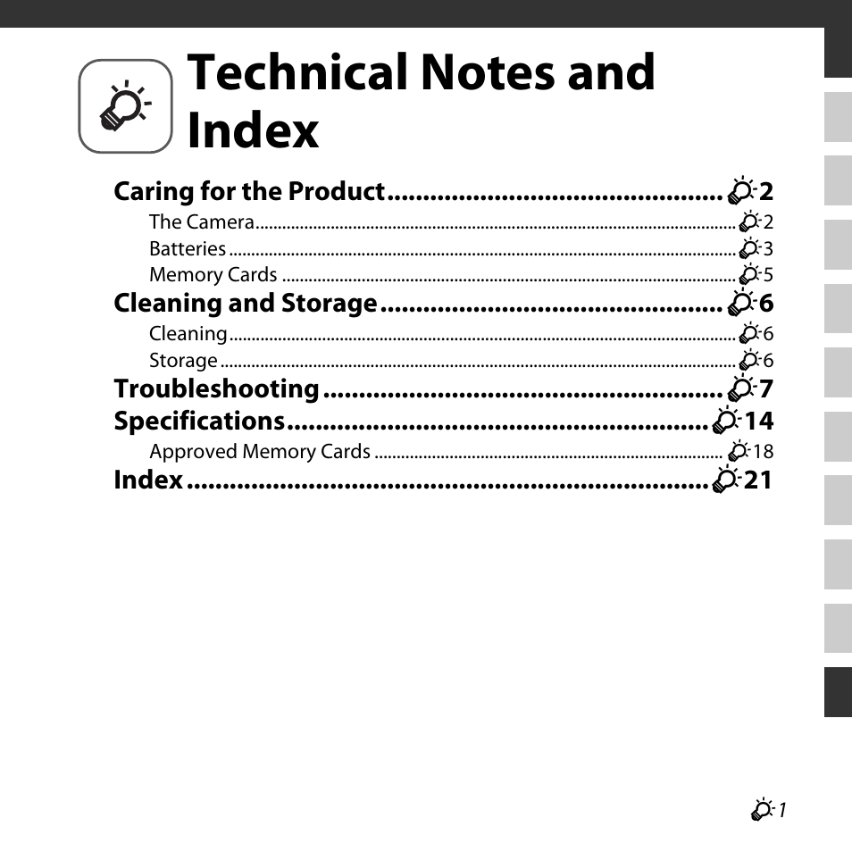 Technical notes and index, Technical notes and index .................. f1 | Nikon L830 User Manual | Page 179 / 204