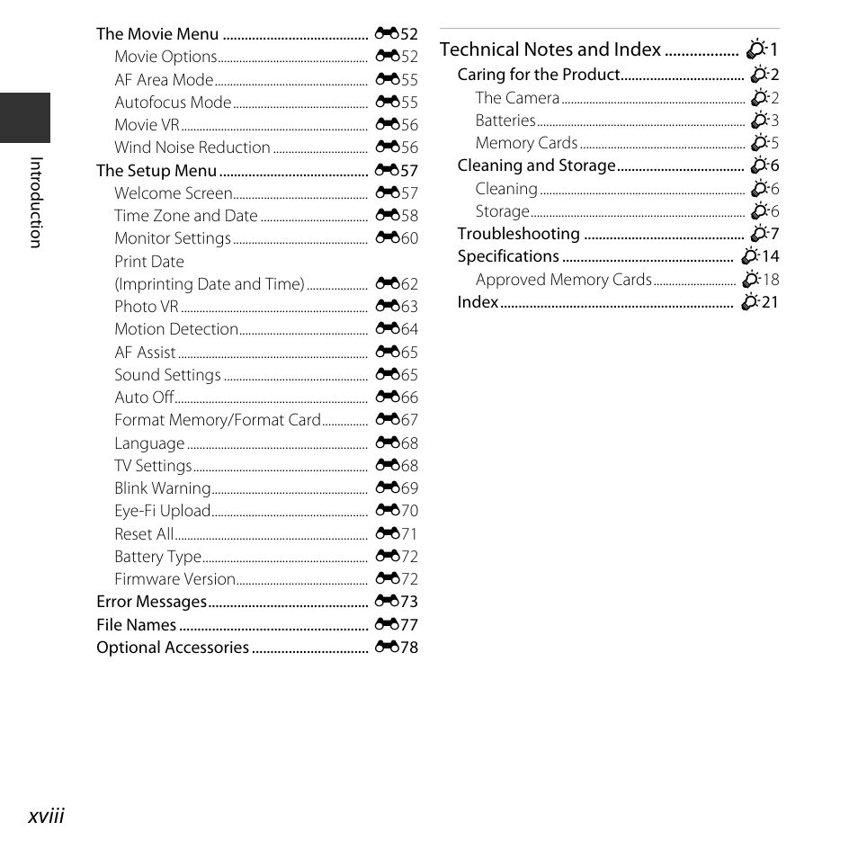 Xviii | Nikon L830 User Manual | Page 20 / 204