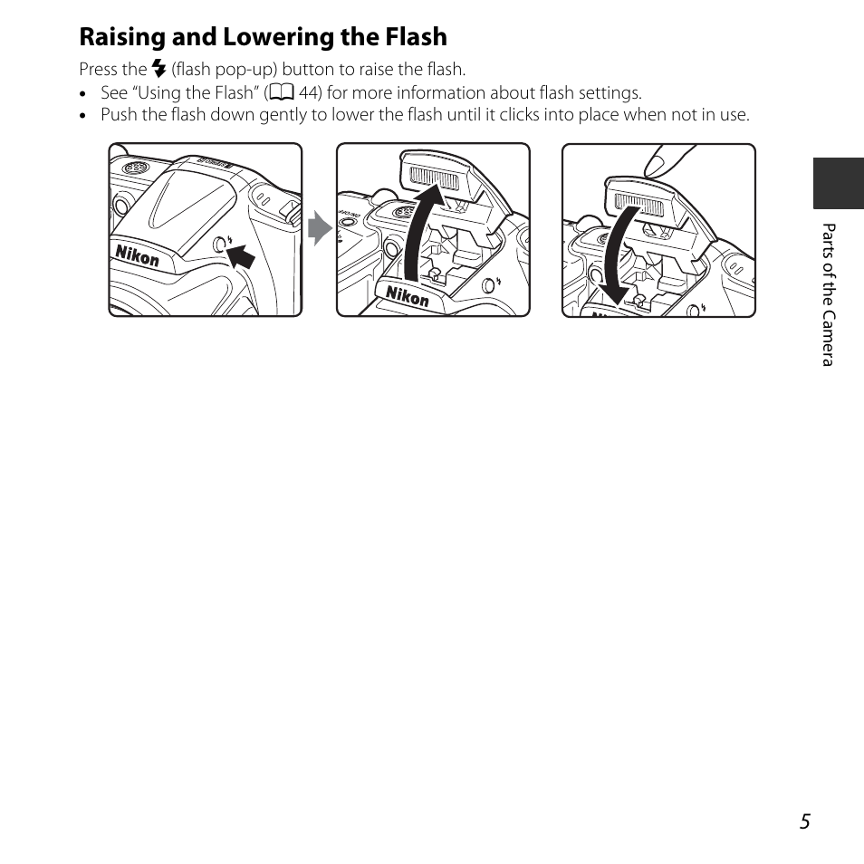 Raising and lowering the flash | Nikon L830 User Manual | Page 25 / 204