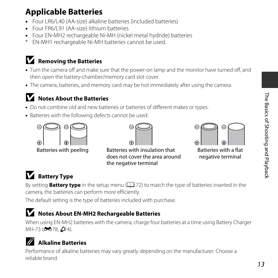 Applicable batteries | Nikon L830 User Manual | Page 33 / 204
