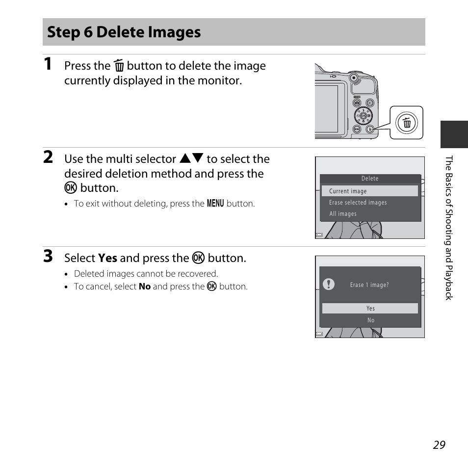 Step 6 delete images | Nikon L830 User Manual | Page 49 / 204