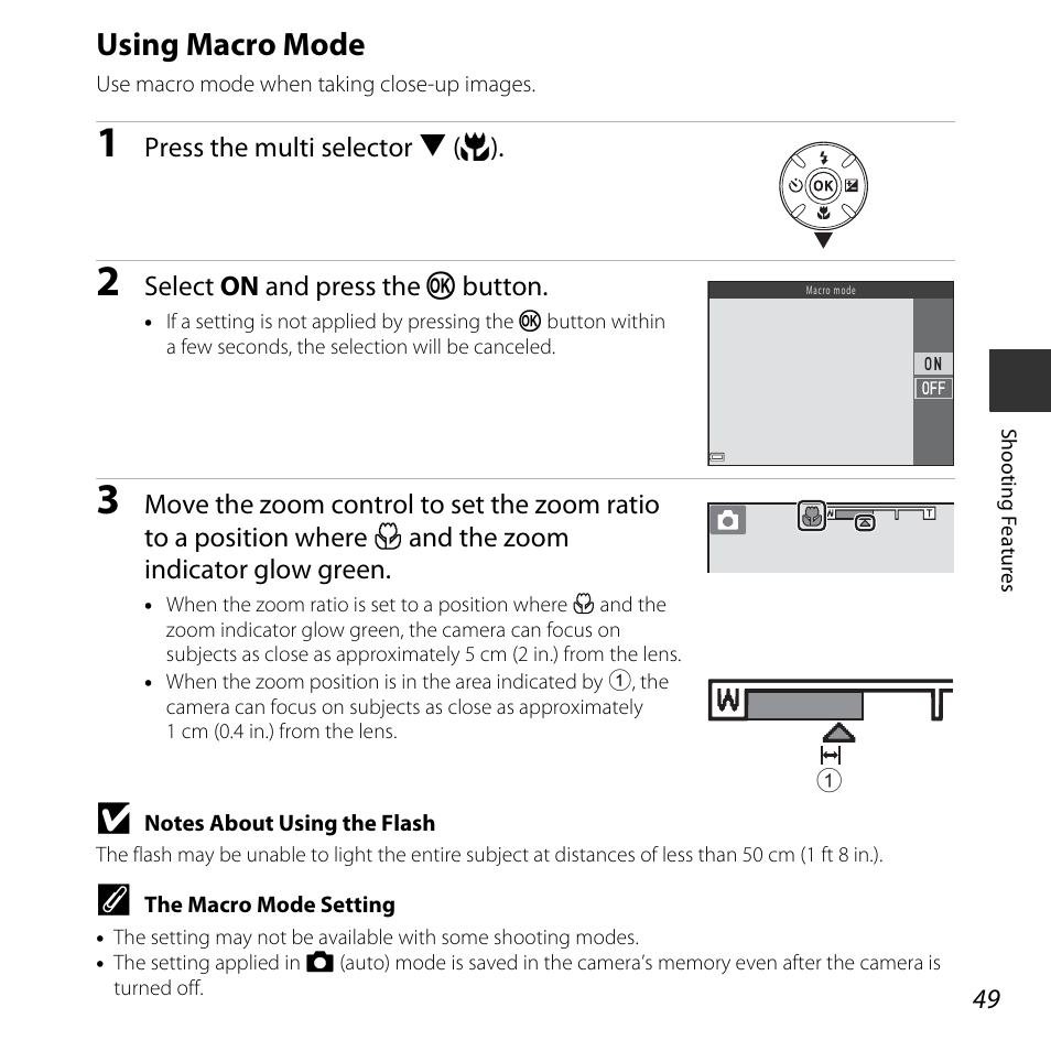 Using macro mode, A 49) is enable, A 49) is | A 49), A 49, O (a 49) | Nikon L830 User Manual | Page 69 / 204