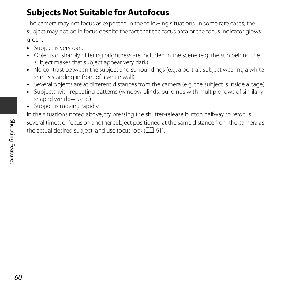 Subjects not suitable for autofocus | Nikon L830 User Manual | Page 80 / 204