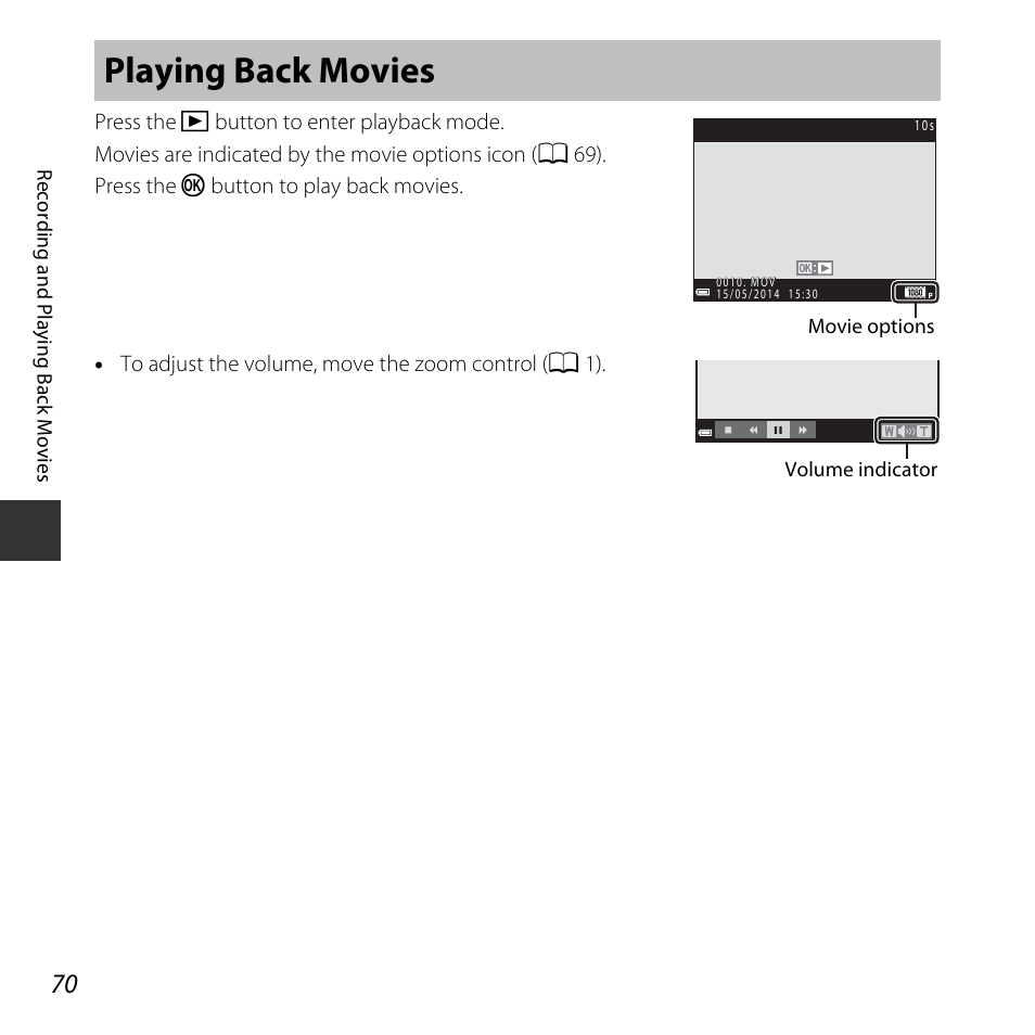 Playing back movies | Nikon L830 User Manual | Page 90 / 204