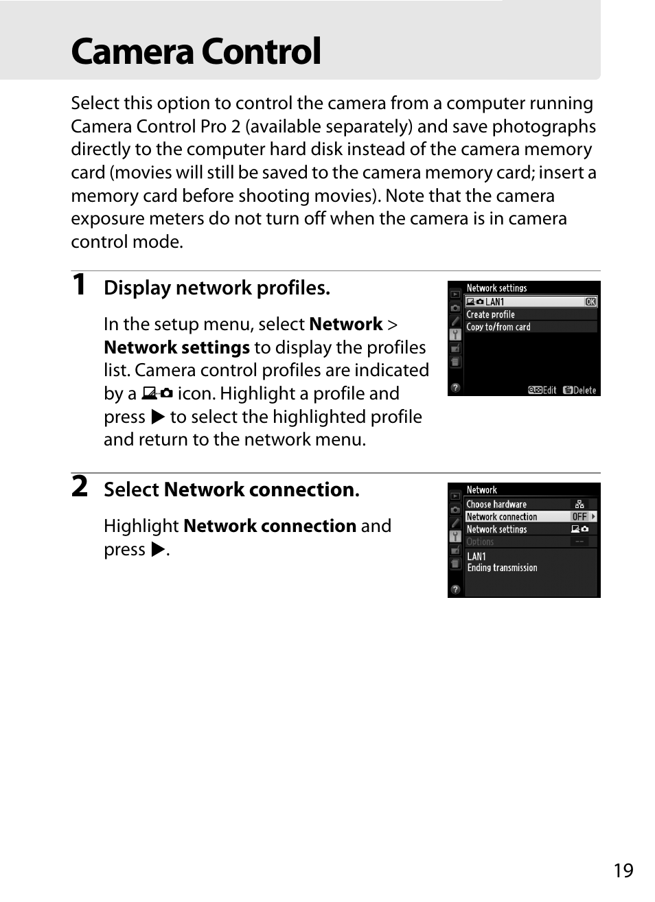 Camera control, Mera | Nikon D4 User Manual | Page 29 / 100