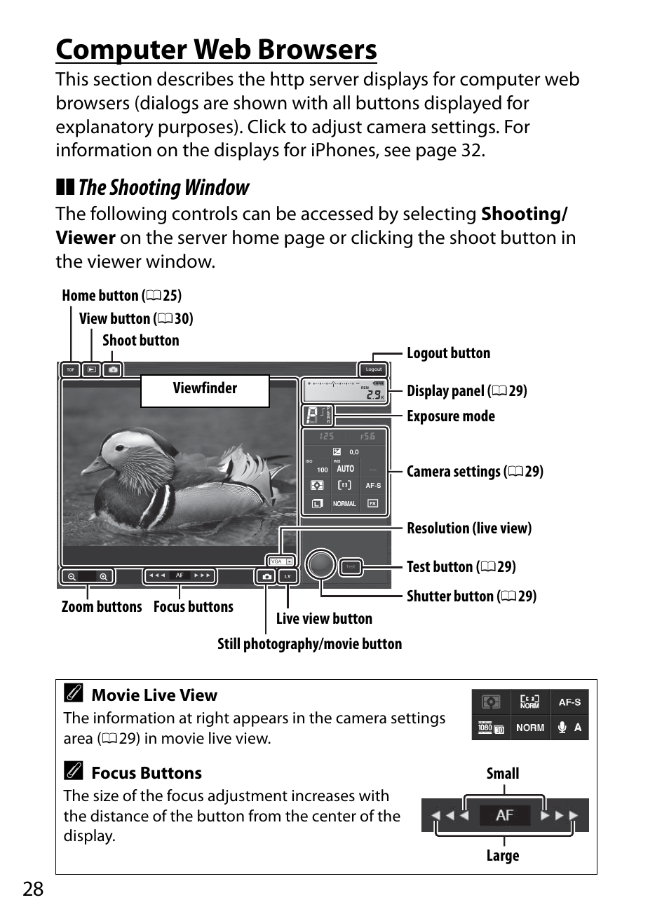 Computer web browsers, The shooting window | Nikon D4 User Manual | Page 38 / 100