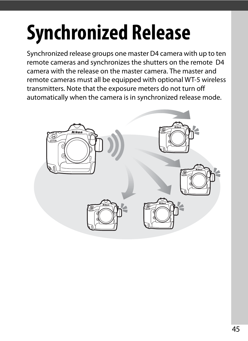 Synchronized release | Nikon D4 User Manual | Page 55 / 100