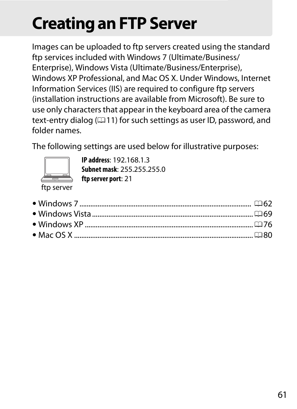 Creating an ftp server | Nikon D4 User Manual | Page 71 / 100