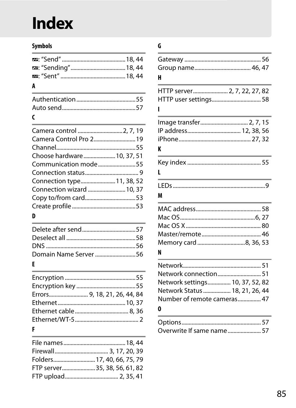 Index | Nikon D4 User Manual | Page 95 / 100