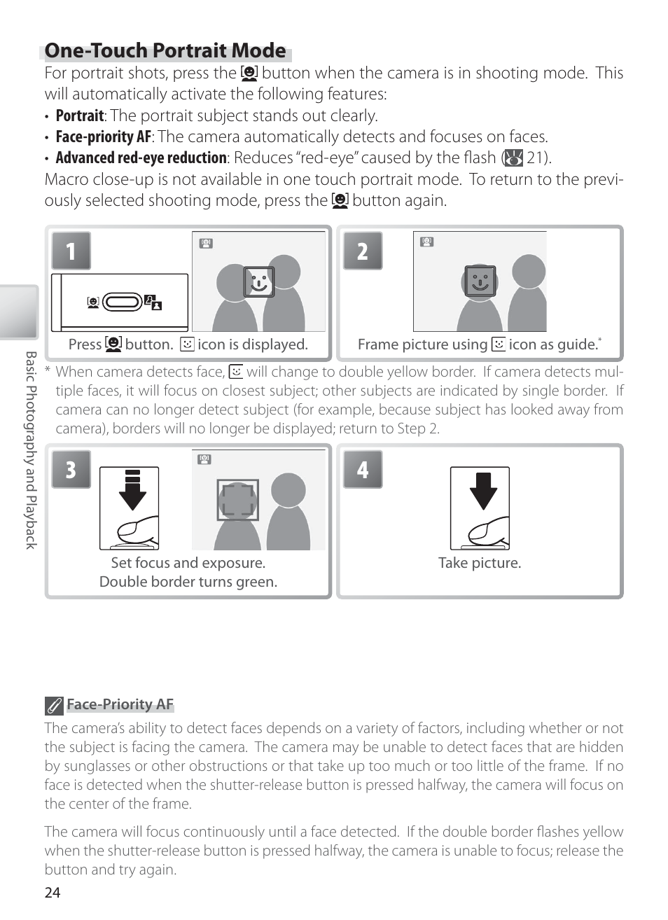 One-touch portrait mode | Nikon S6 User Manual | Page 34 / 119