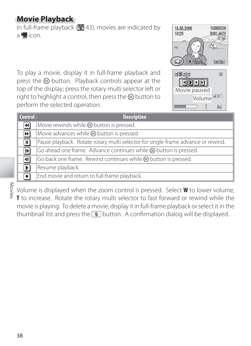 Movie playback | Nikon S6 User Manual | Page 48 / 119