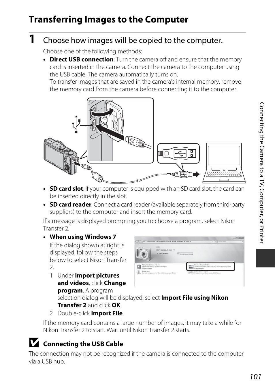 Transferring images to the computer, Choose how images will be copied to the computer | Nikon P340 User Manual | Page 123 / 240