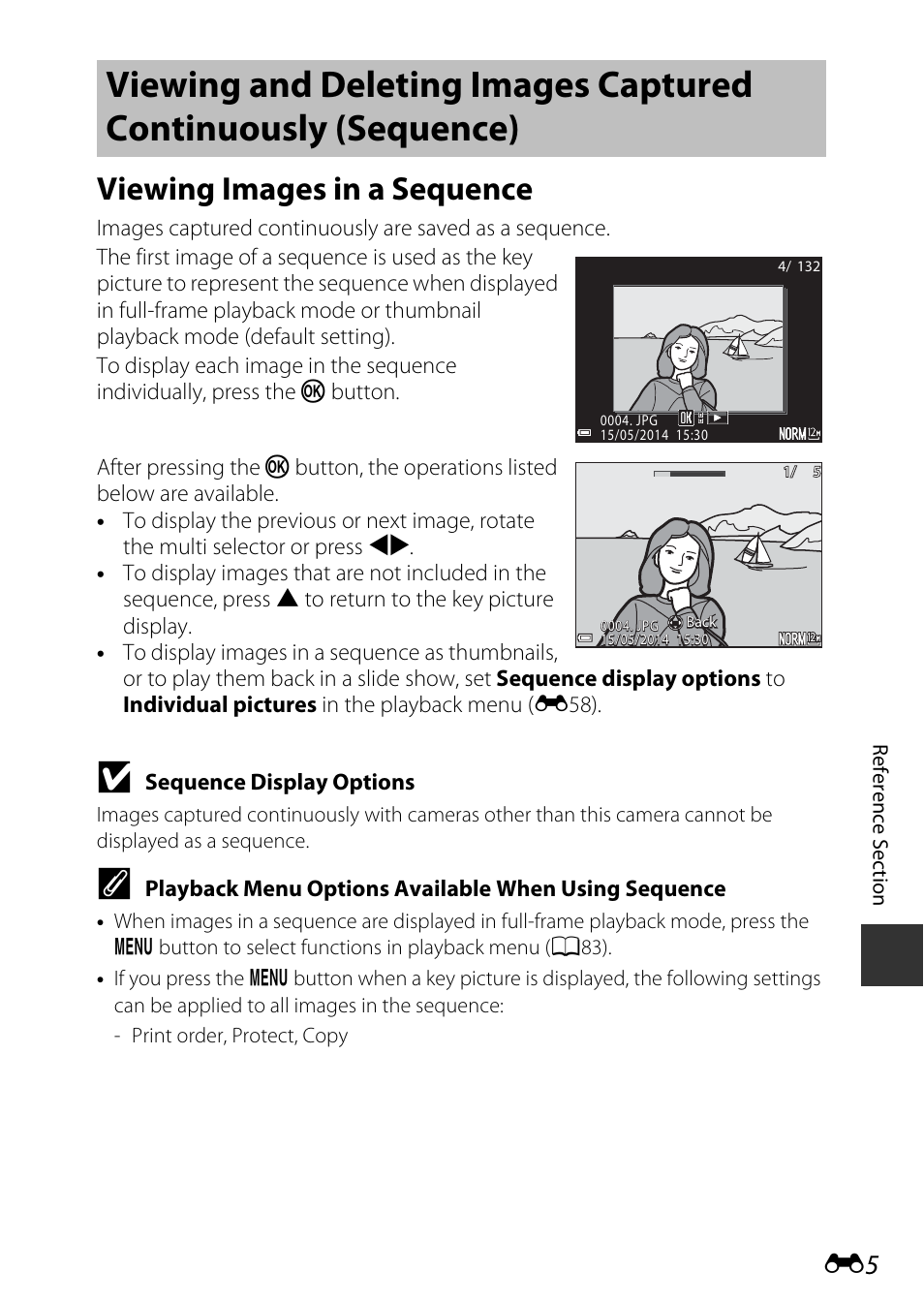 Viewing images in a sequence | Nikon P340 User Manual | Page 129 / 240