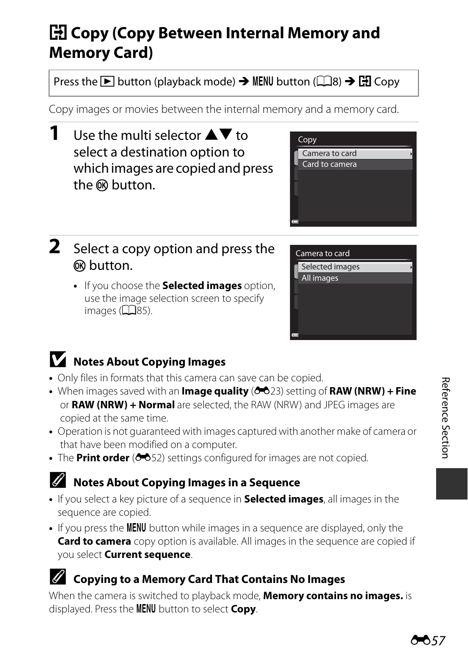 Button, Select a copy option and press the | Nikon P340 User Manual | Page 181 / 240