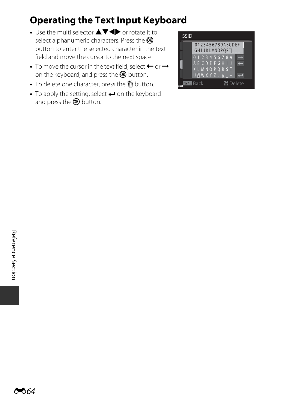 Operating the text input keyboard | Nikon P340 User Manual | Page 188 / 240