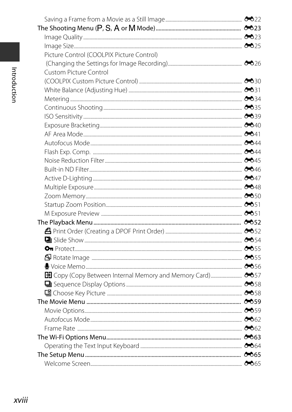 Xviii | Nikon P340 User Manual | Page 20 / 240