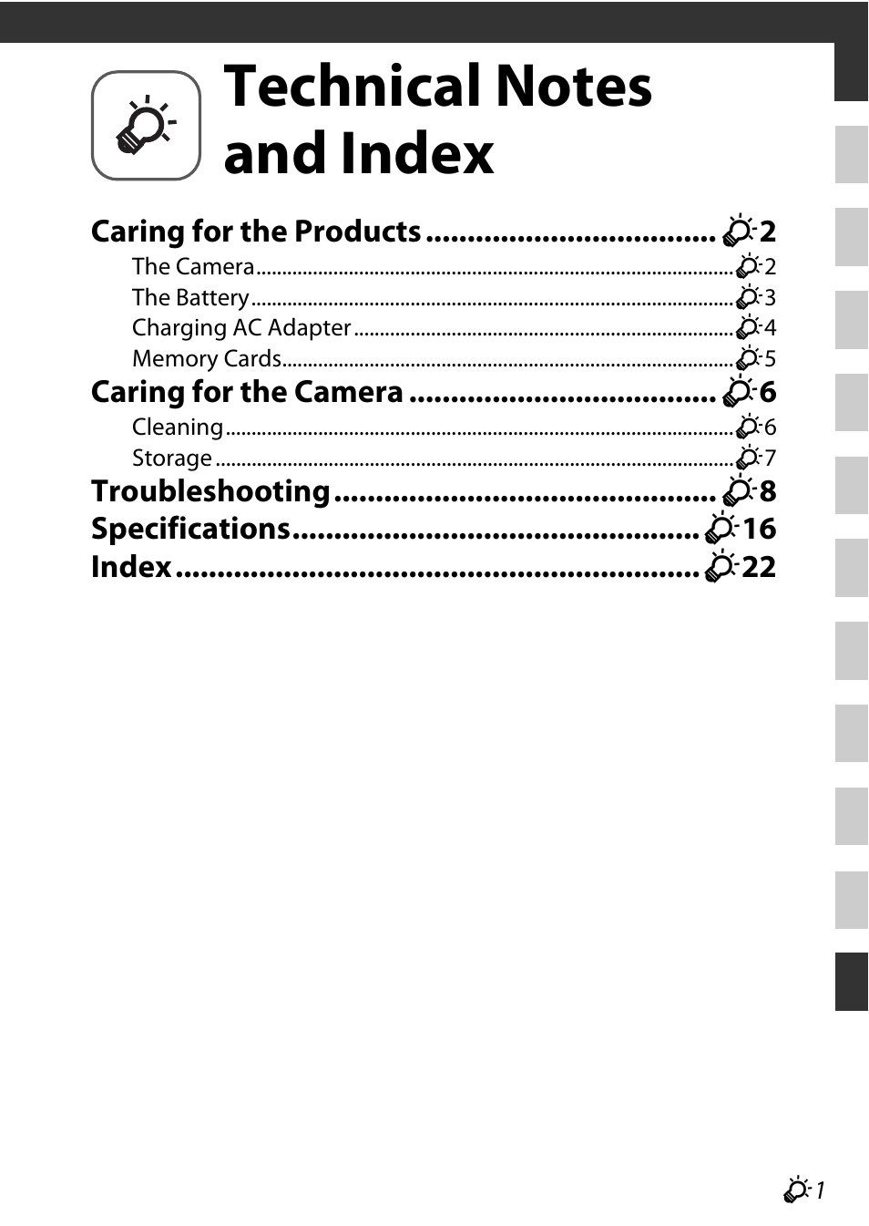 Technical notes and index | Nikon P340 User Manual | Page 213 / 240
