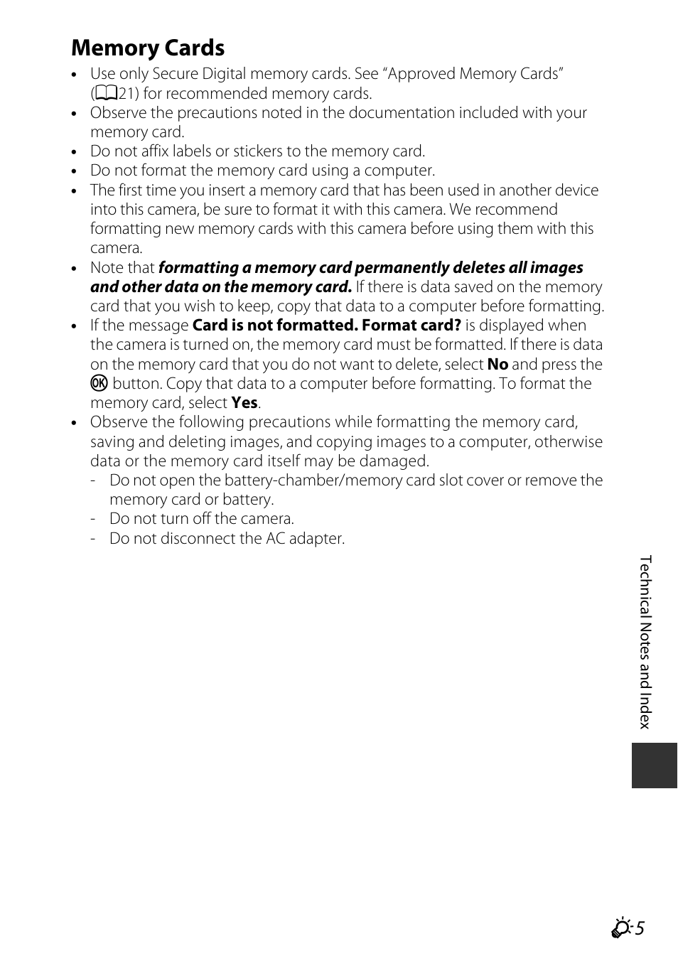 Memory cards | Nikon P340 User Manual | Page 217 / 240