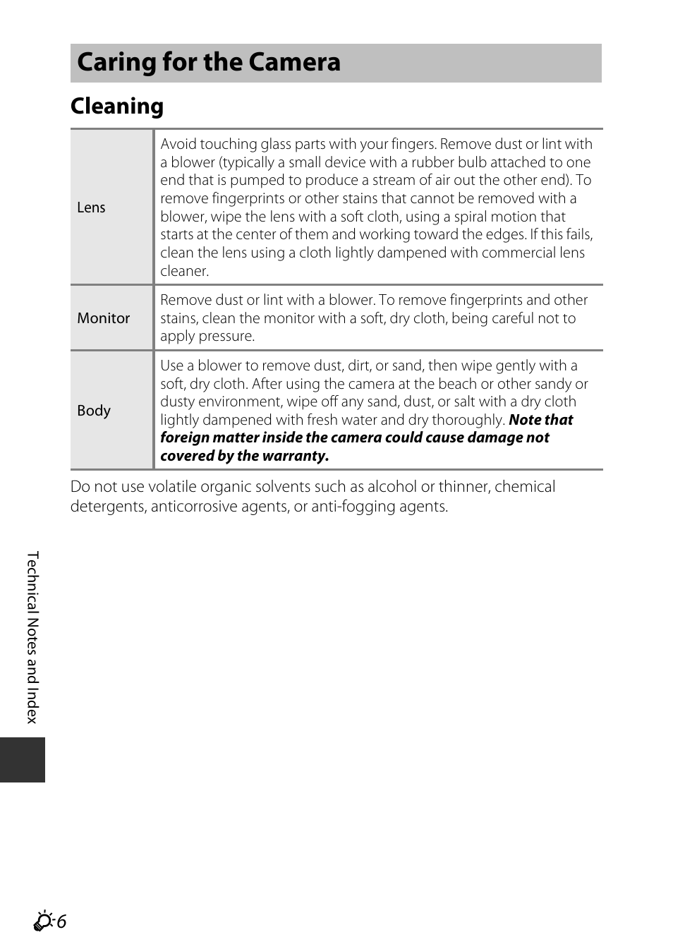 Caring for the camera, Cleaning | Nikon P340 User Manual | Page 218 / 240