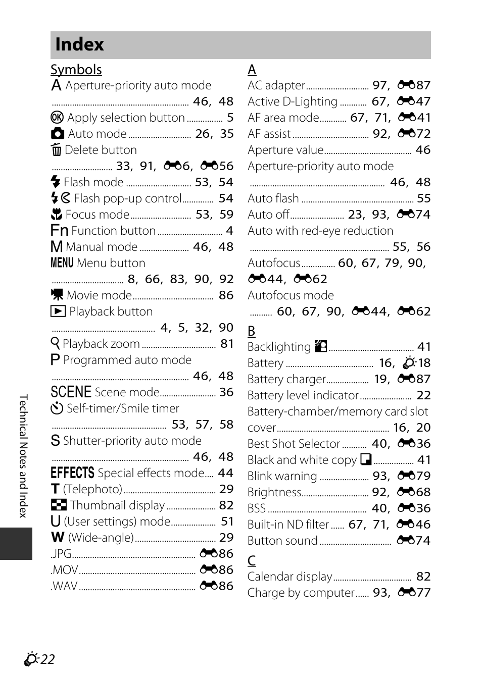 Index, F 22 | Nikon P340 User Manual | Page 234 / 240