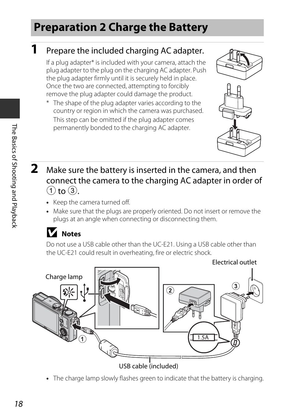 Preparation 2 charge the battery | Nikon P340 User Manual | Page 40 / 240