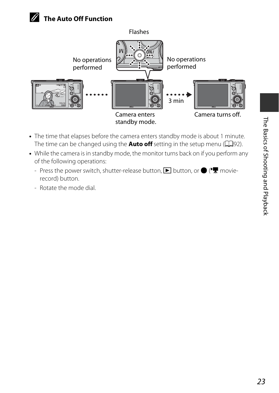The auto off function | Nikon P340 User Manual | Page 45 / 240