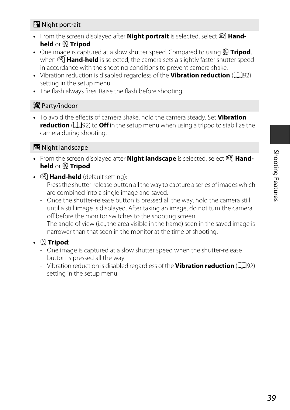 A39), Rait(a39), Party/indoor (a39) | Nikon P340 User Manual | Page 61 / 240