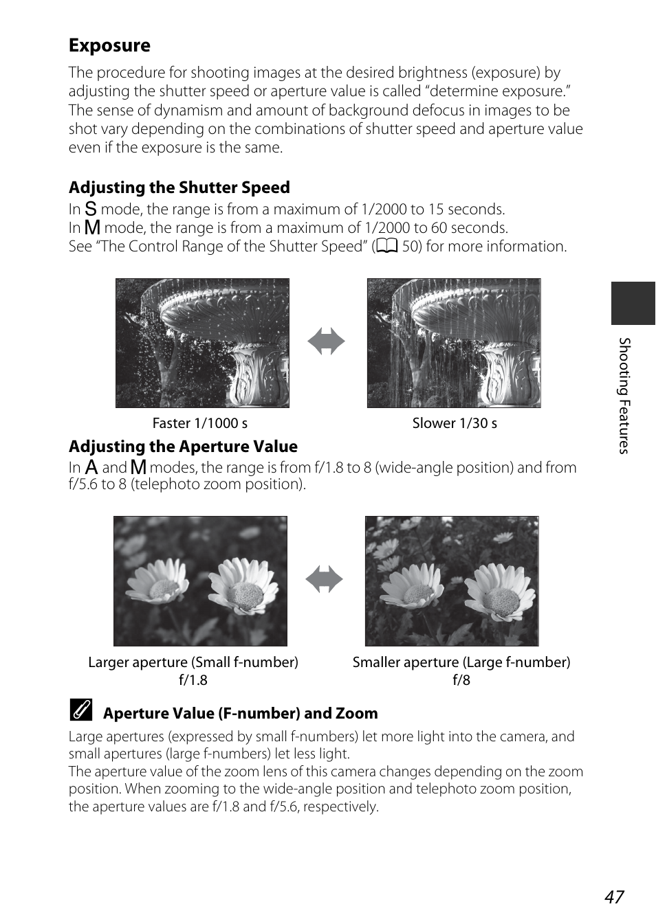 A47), Exposure | Nikon P340 User Manual | Page 69 / 240