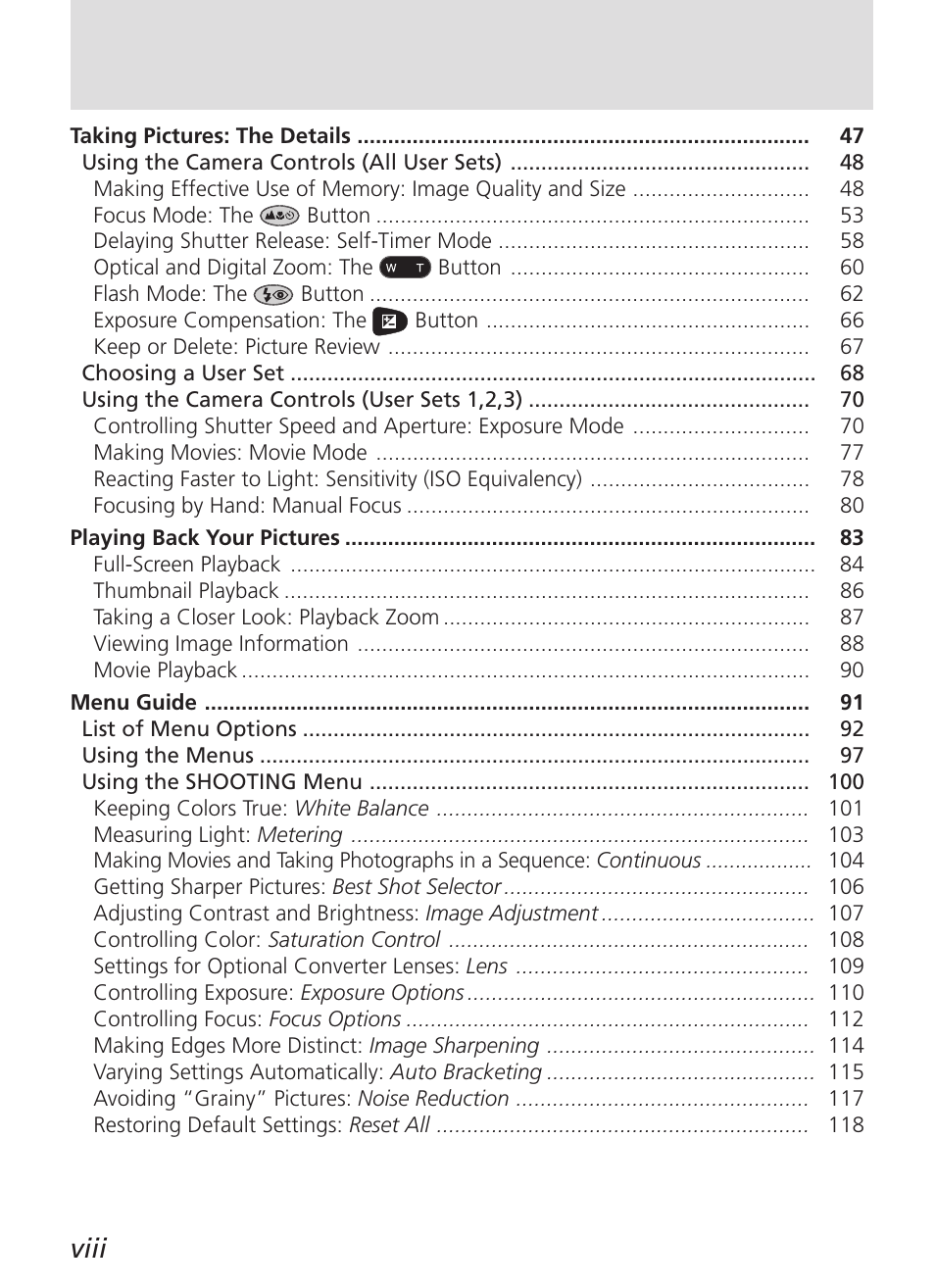 Viii | Nikon 5700 User Manual | Page 10 / 192