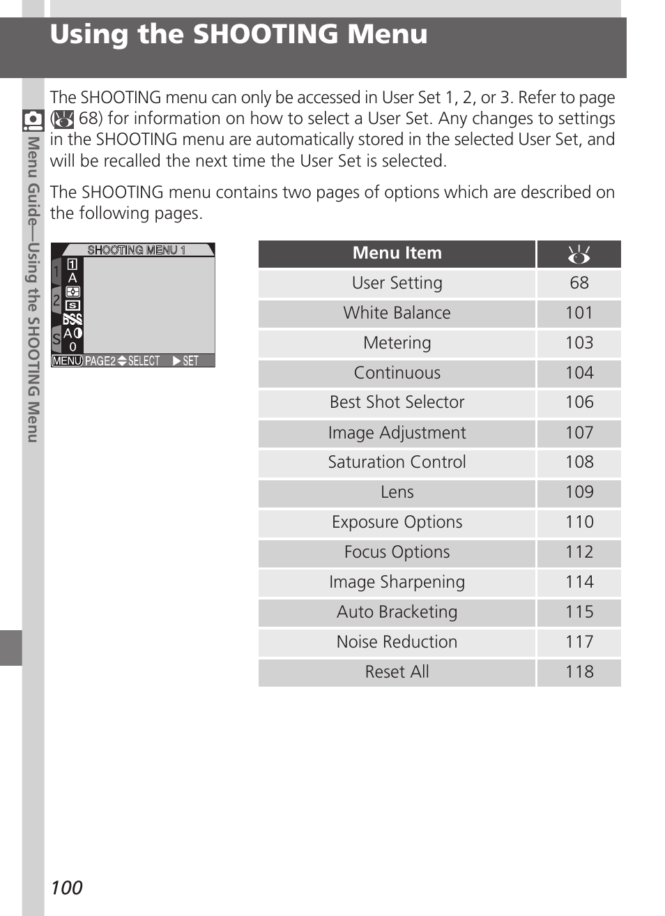 Using the shooting menu | Nikon 5700 User Manual | Page 112 / 192